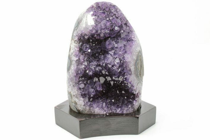 6.5" Tall Amethyst Cluster With Wood Base - Uruguay